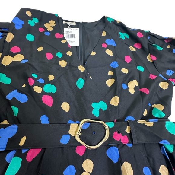 Lafayette 148 New York 100% Silk Black Doha Scattered Dot Print Wrap Dress - Picture 6 of 16